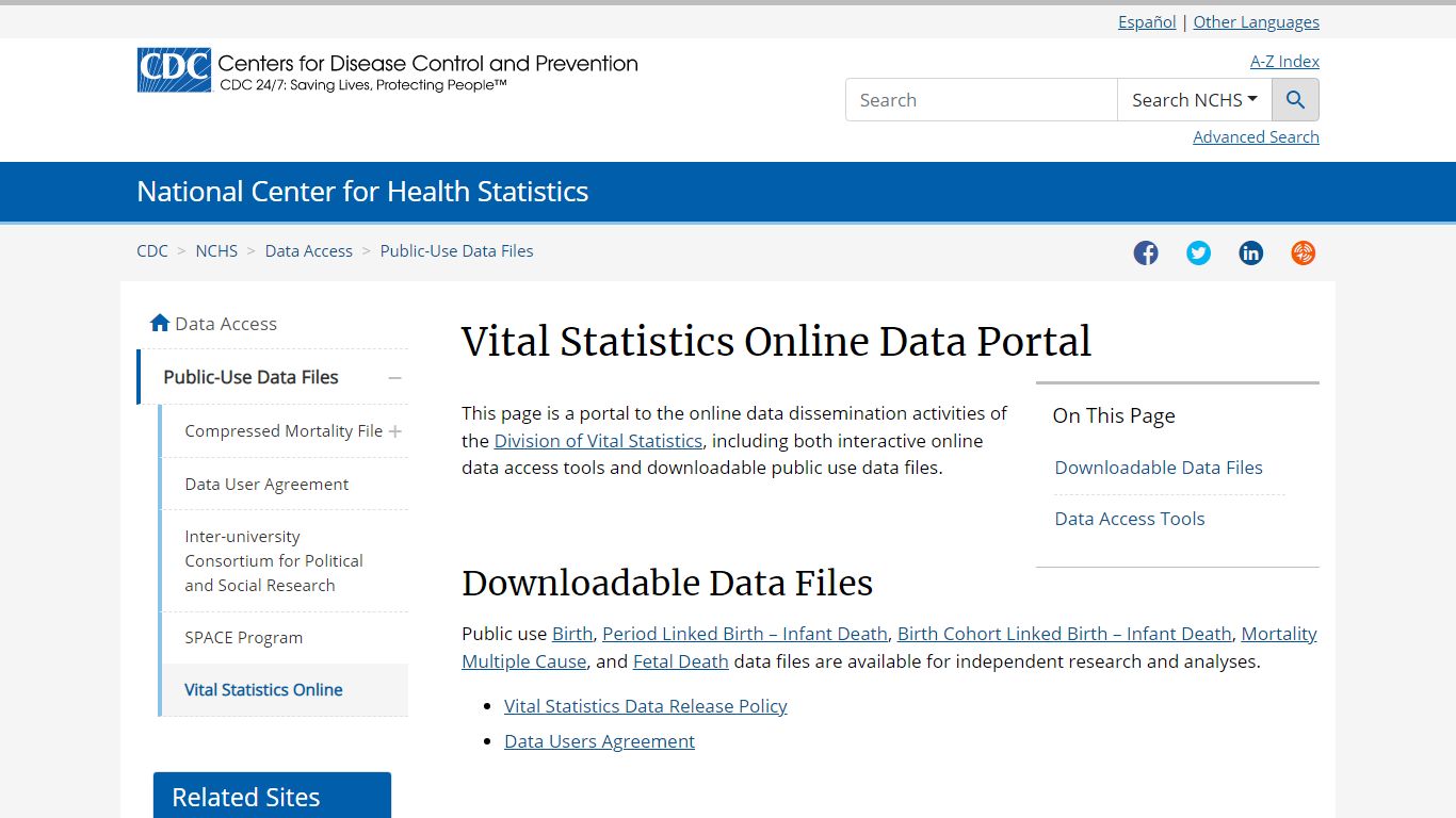 Data Access - Vital Statistics Online - Centers for Disease Control and ...